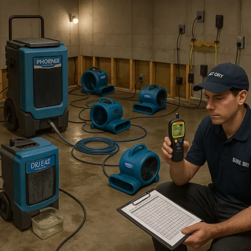 Structural Drying and Dehumidification process in Windham, OH